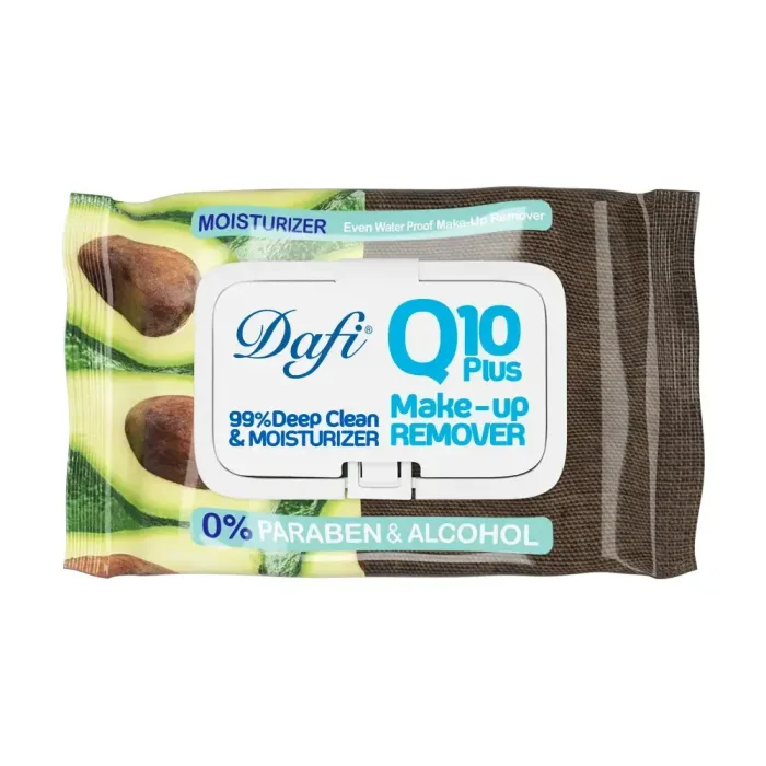 دستمال مرطوب پاک‌کننده آرایش دافی مدل Q10 Plus moisturizer
