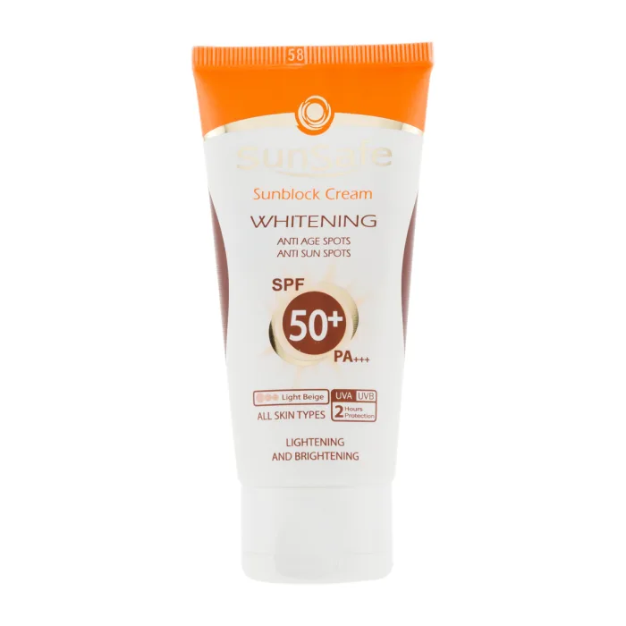 کرم ضدآفتاب روشن‌کننده سان‌سیف SPF50+ بژ روشن