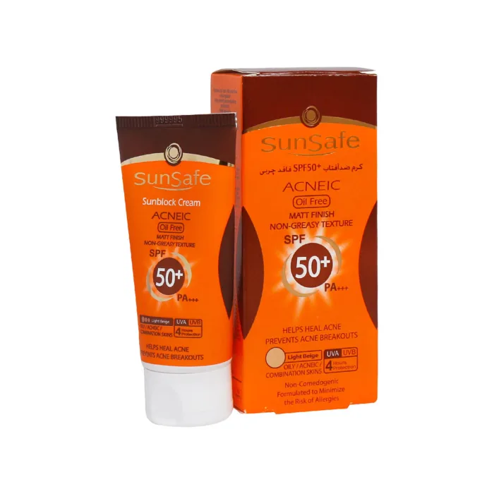کرم ضدآفتاب رنگی و فاقد چربی سان‌سیف SPF50+ بژ طبیعی