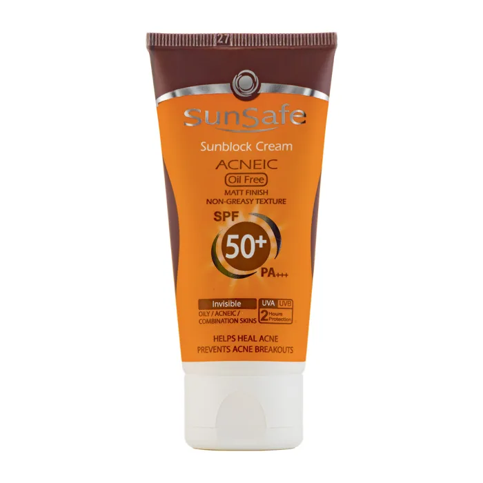 کرم ضدآفتاب بی‌رنگ و فاقد چربی سان‌سیف SPF50+