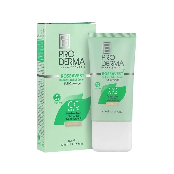 سی‌سی کرم پرودرما مدل رز اوست SPF40 رنگ بژ روشن حجم 40 میلی‌لیتر
