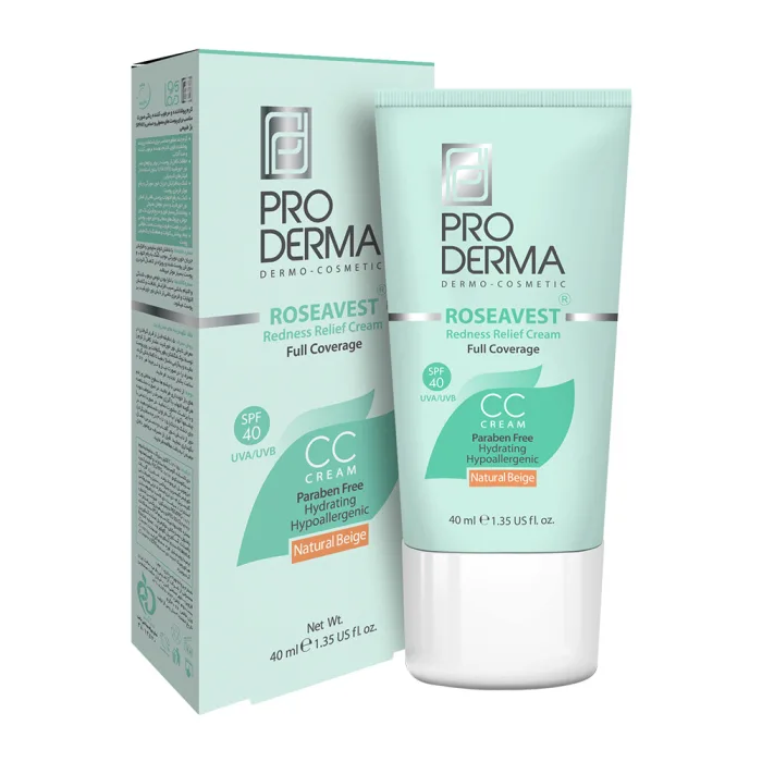 سی‌سی کرم پرودرما مدل رز اوست SPF40 رنگ بژ طبیعی حجم 40 میلی‌لیتر